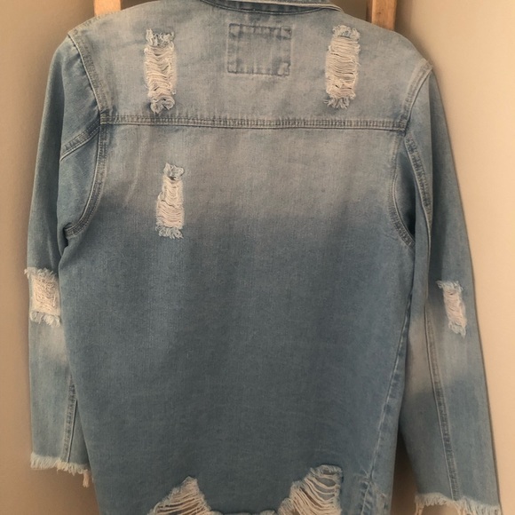 NWOT Ripped Denim Jacket - Picture 2 of 3